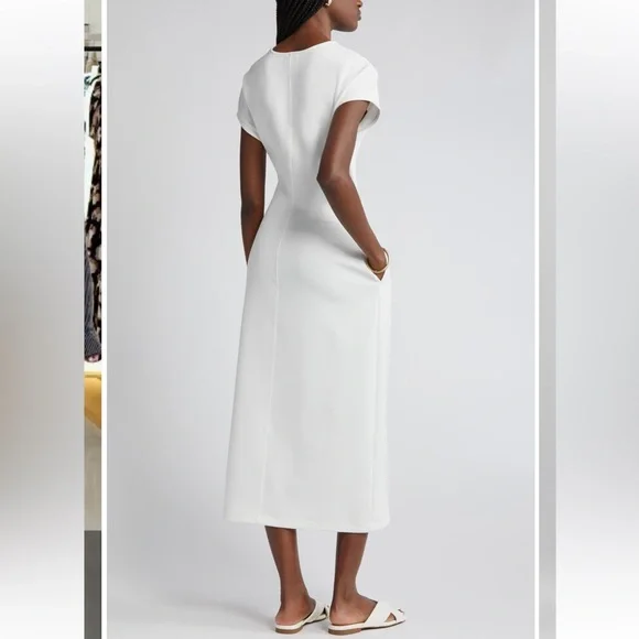 NWOT Nordstrom White Tie Waist Midi Dress Size Large - Picture 5 of 9